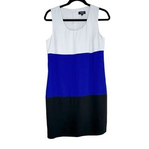Nissa Color Block Sleeveless Blue Black White Dress